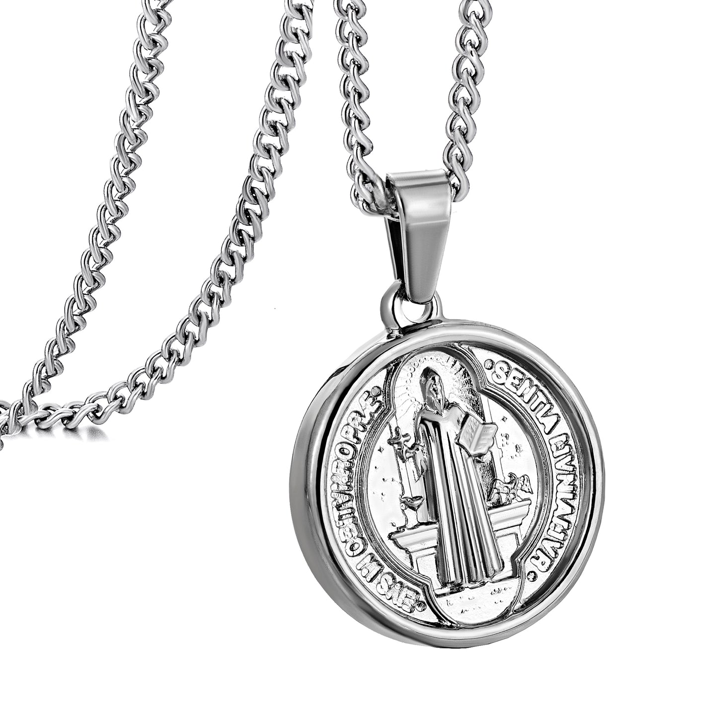 Silver Pendant Necklace Curb Chain N00888