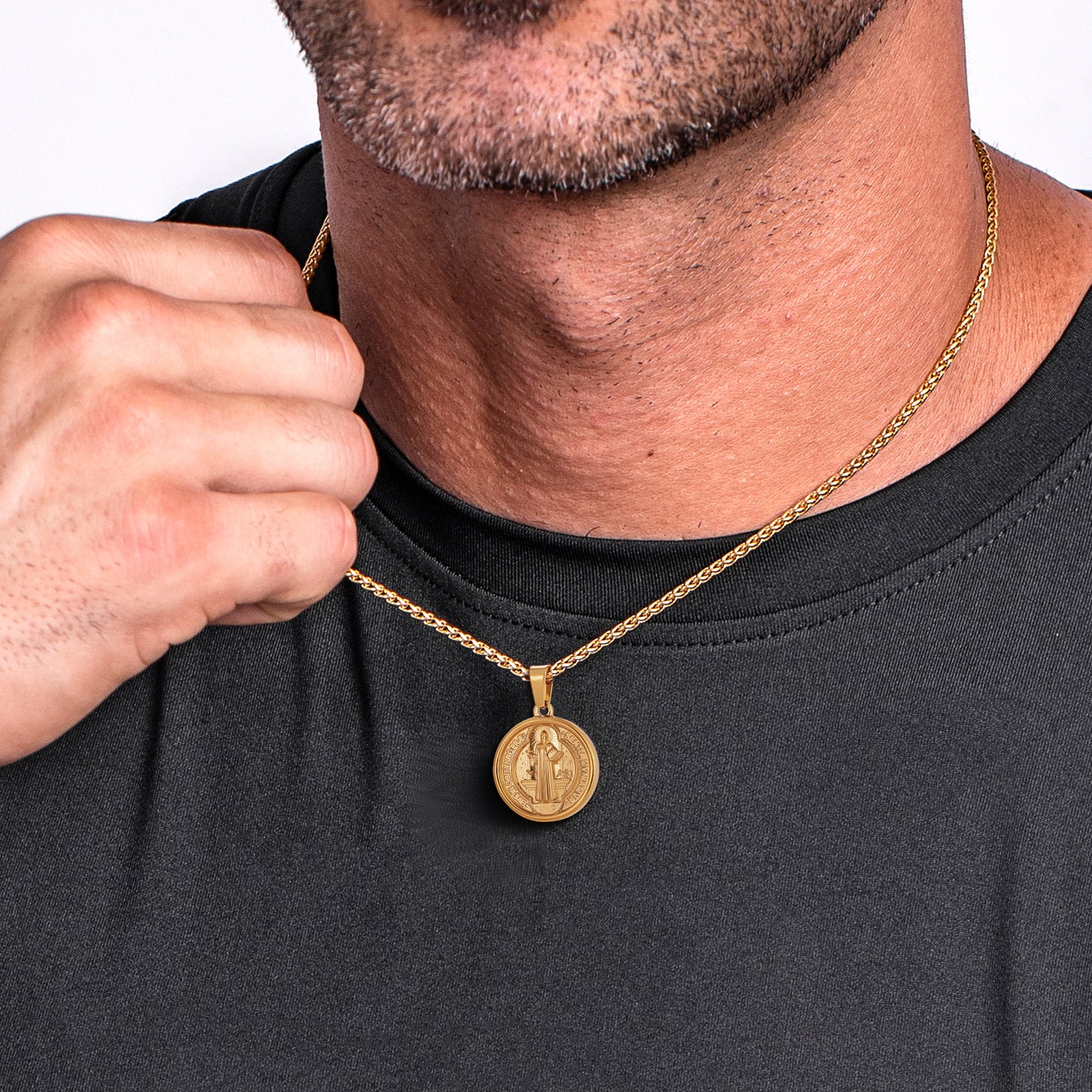 Gold Pendant Necklace Wheat Chain N00928