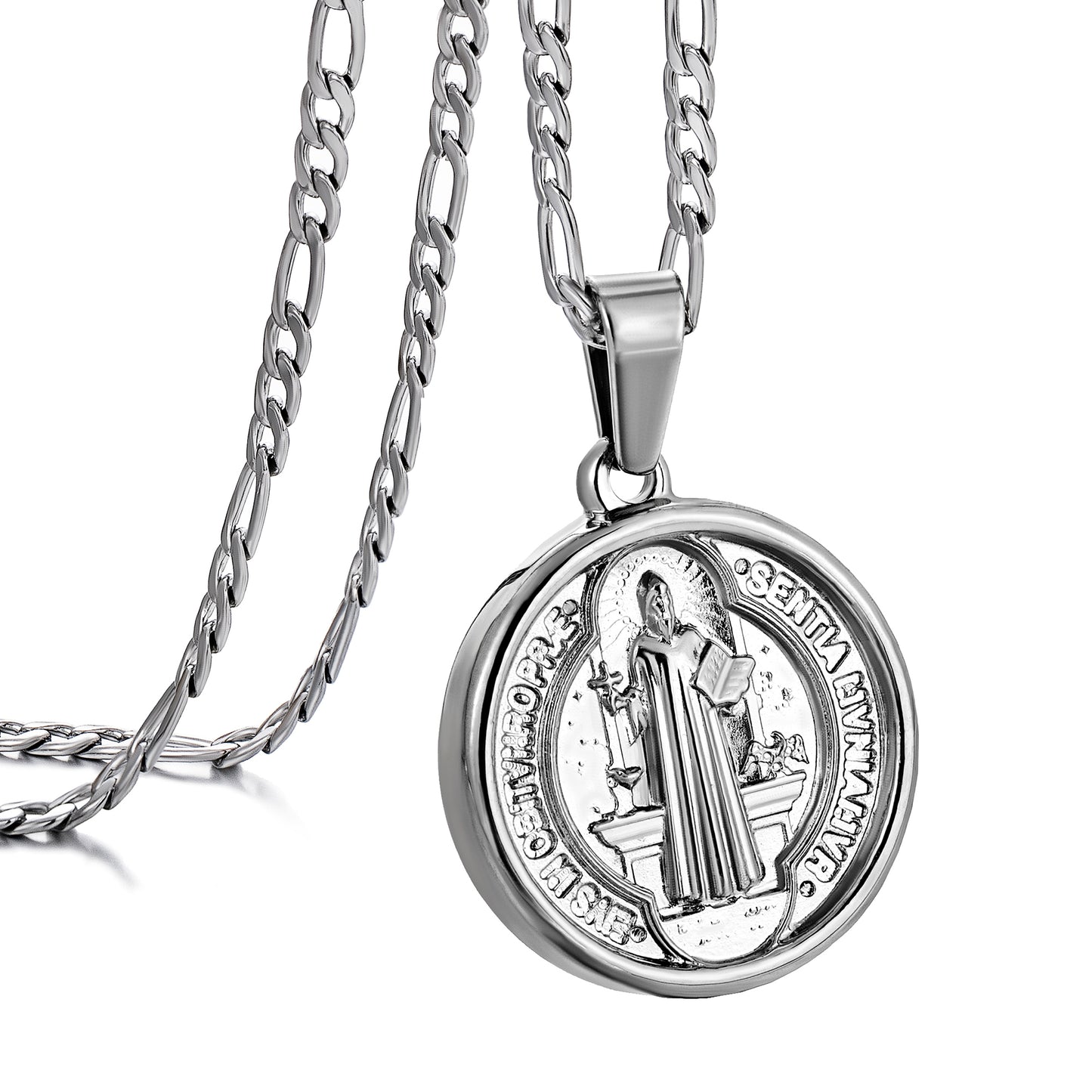 Silver Airplane Necklace Figaro Chain N00895