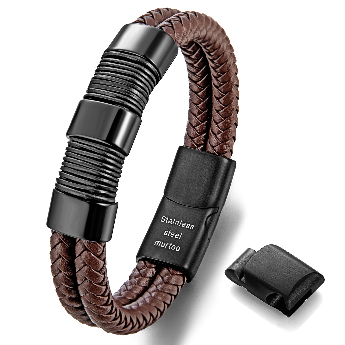 Leather and Steel Bracelet B00528