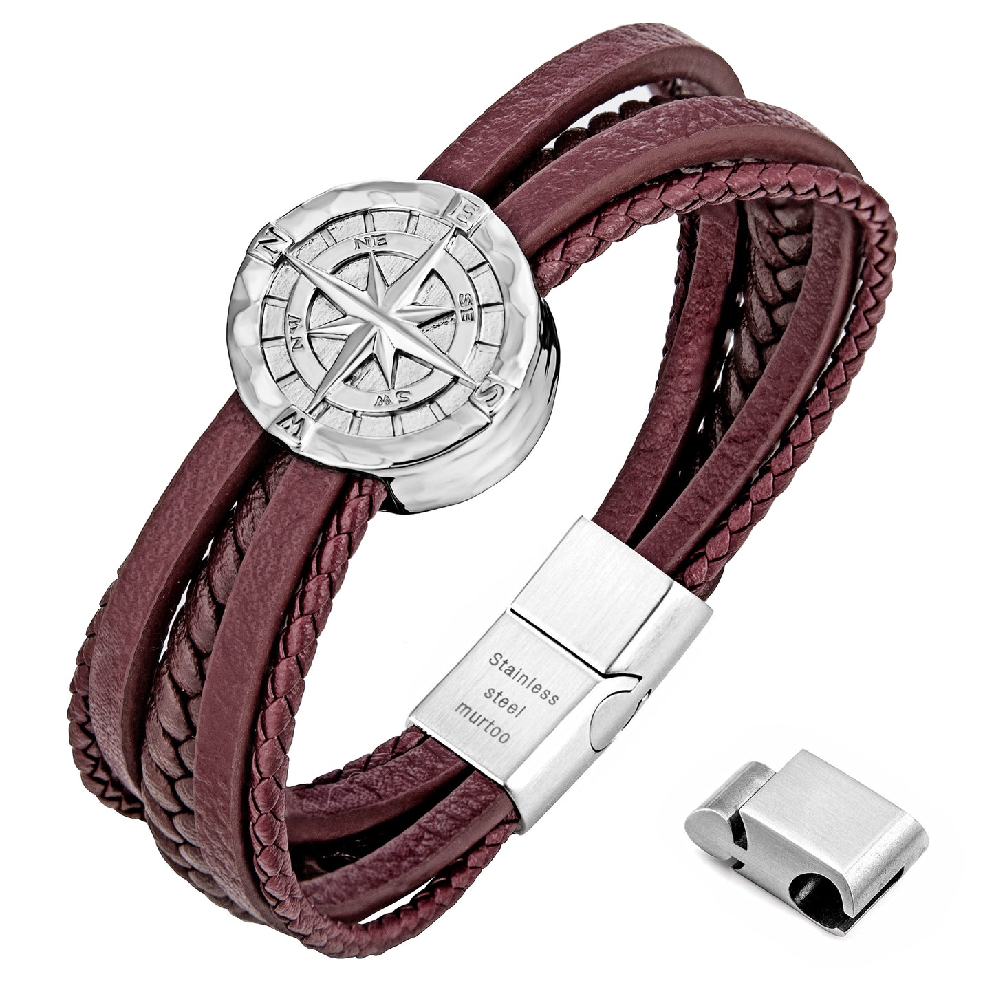 Compass leather bracelet for men B00709