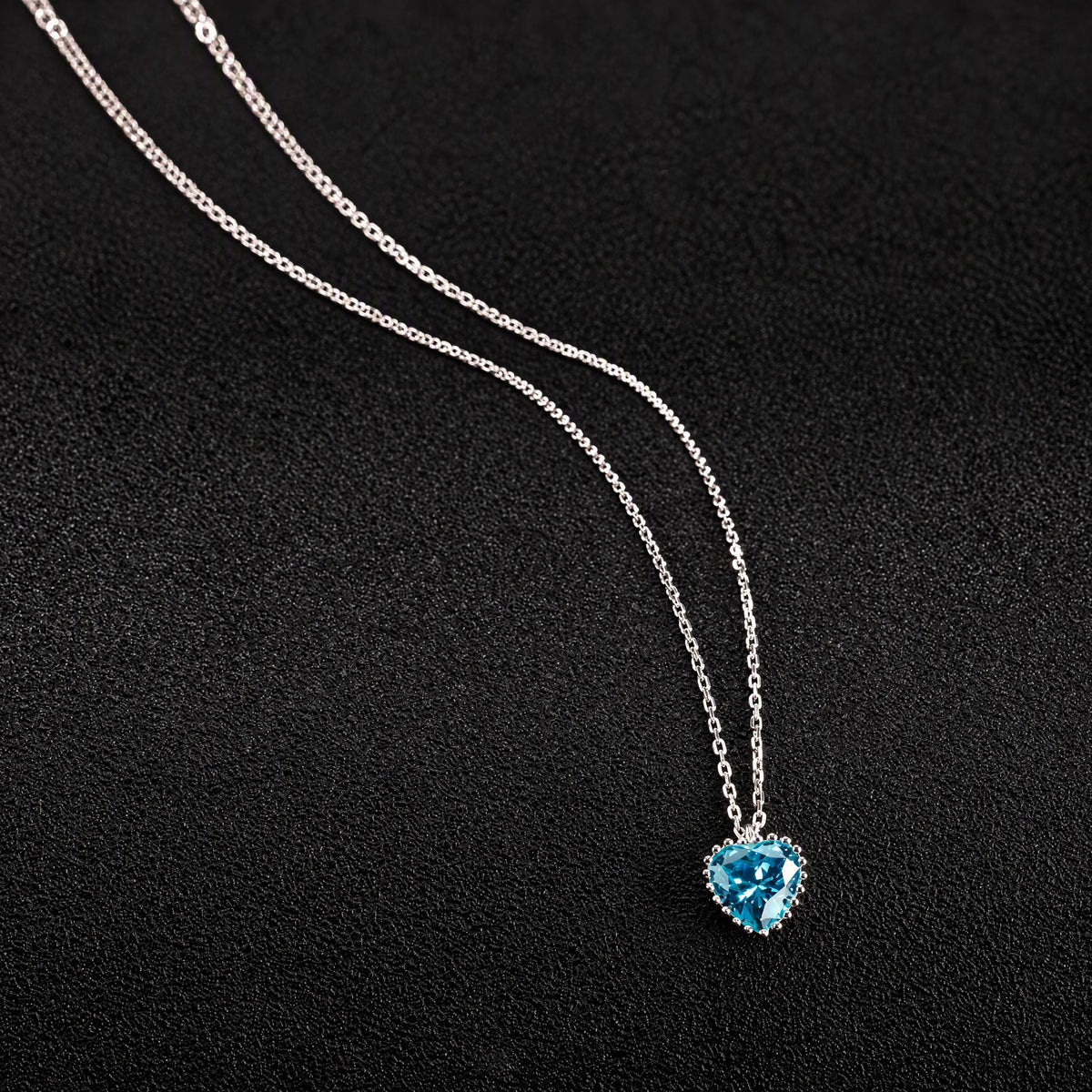 Heart Pendant Necklace for Women, Faceted Heart Center with Beaded Edge, Dainty Romantic Jewelry for Everyday Style