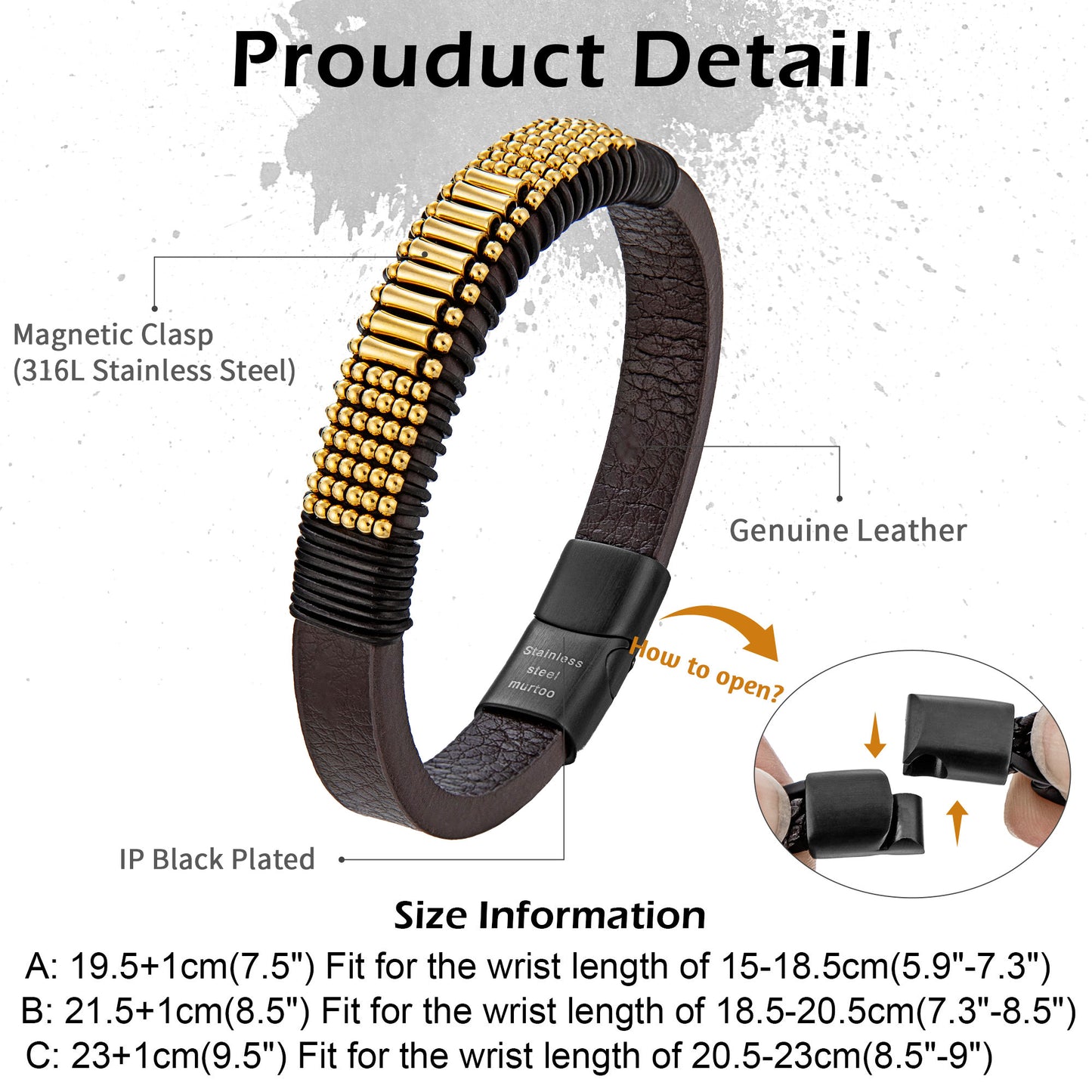 Leather And steel Bracelet B00651