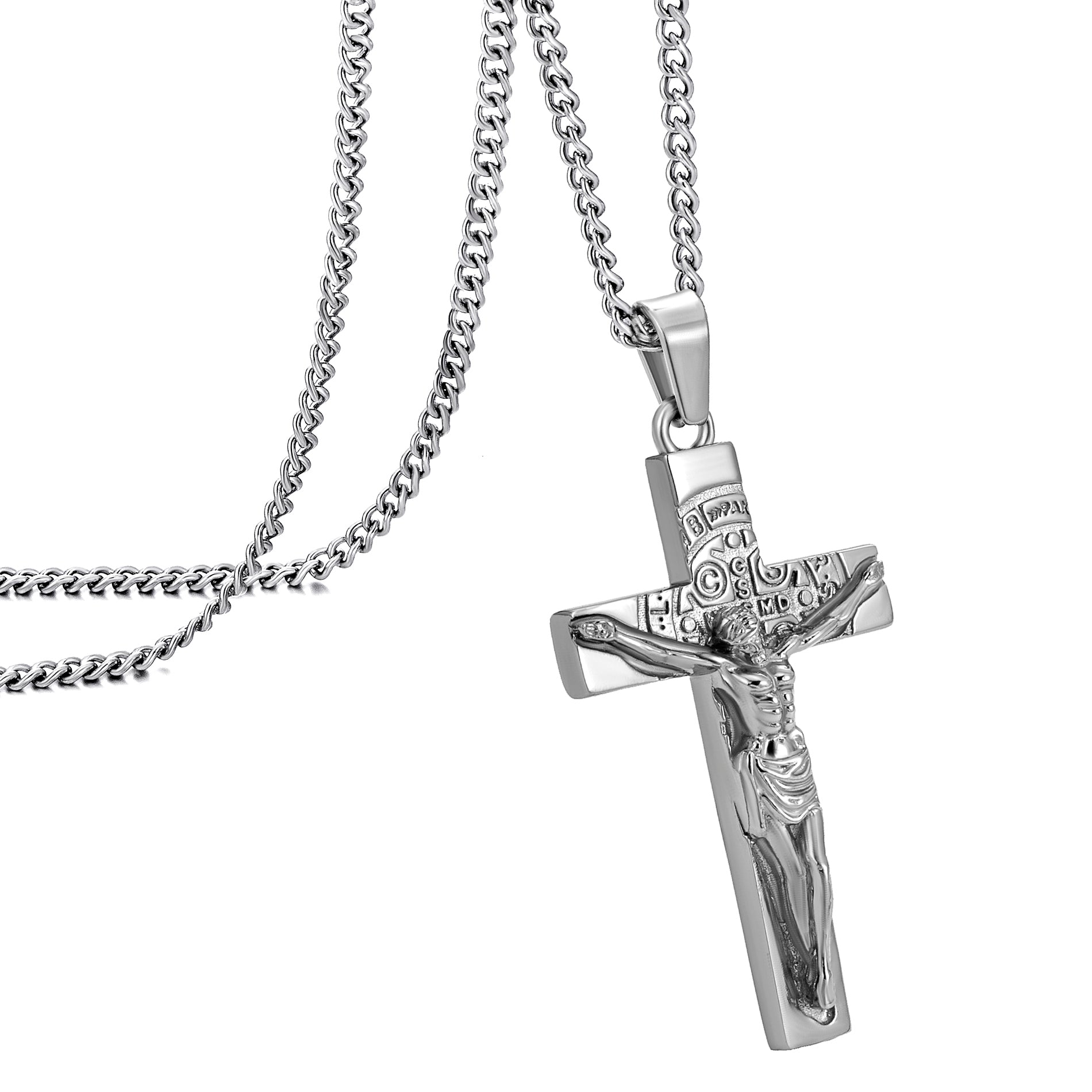 Cross Necklace for Men Women, Stainless Steel Crucifix Cross with