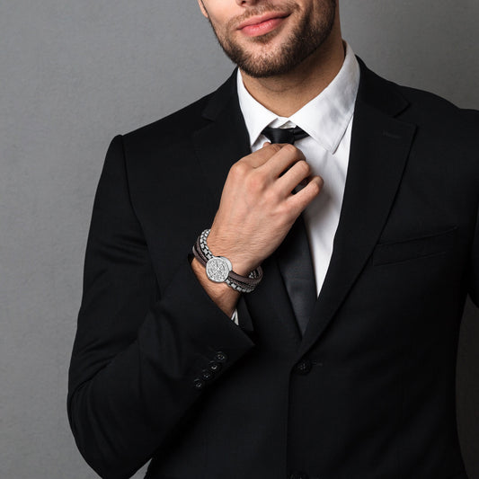 Compass leather bracelet for men B00724