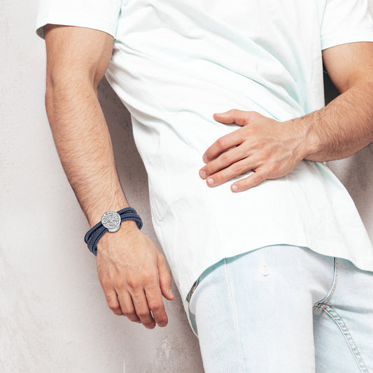 Compass leather bracelet for men B00706