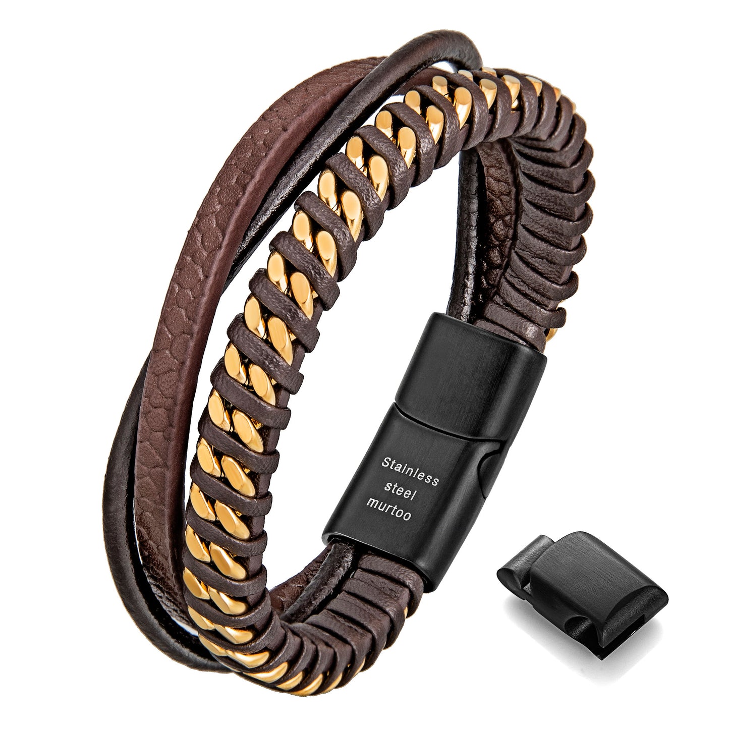 Leather and Steel Bracelet B00786