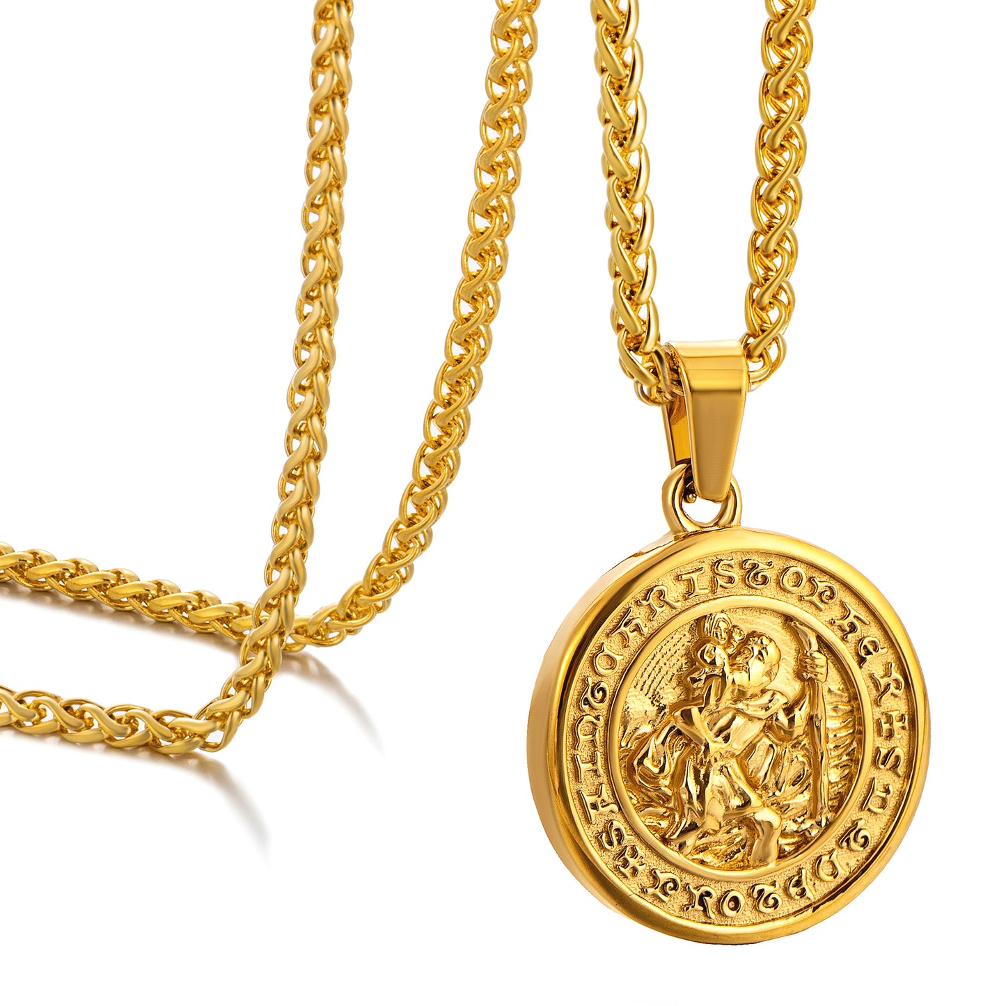 Gold Pendant Necklace Wheat Chain N00996
