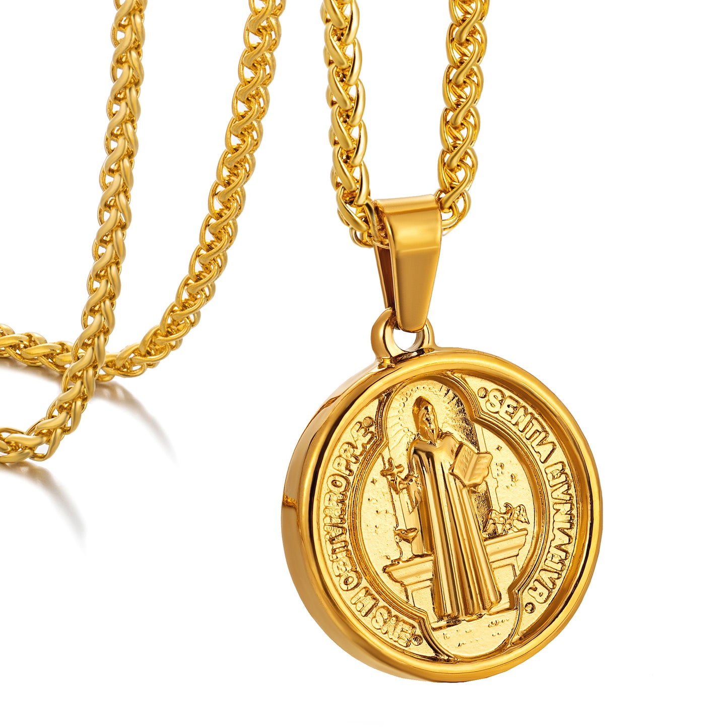 Gold Pendant Necklace Wheat Chain N00928