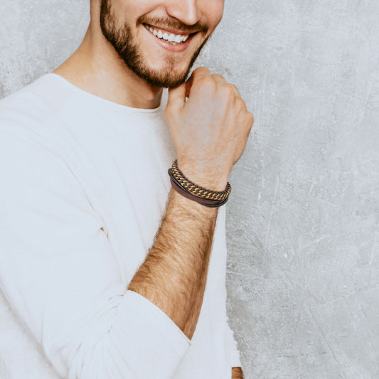 Leather and Steel Bracelet B00786