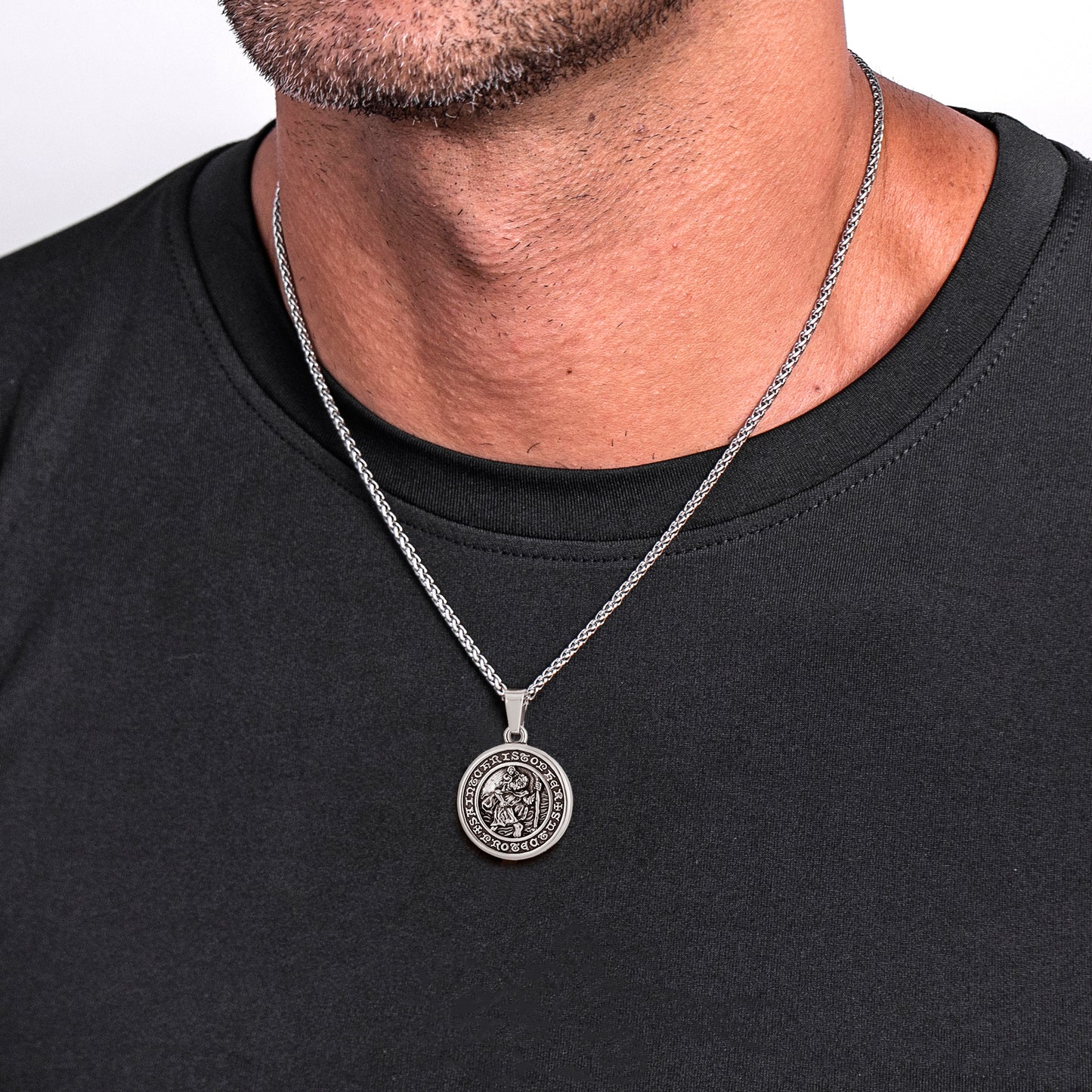 Antique Silver Pendant Necklace Wheat Chain N00979