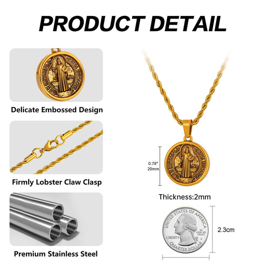 Antique Gold Pendant Necklace Twisted Rope Chain N00944