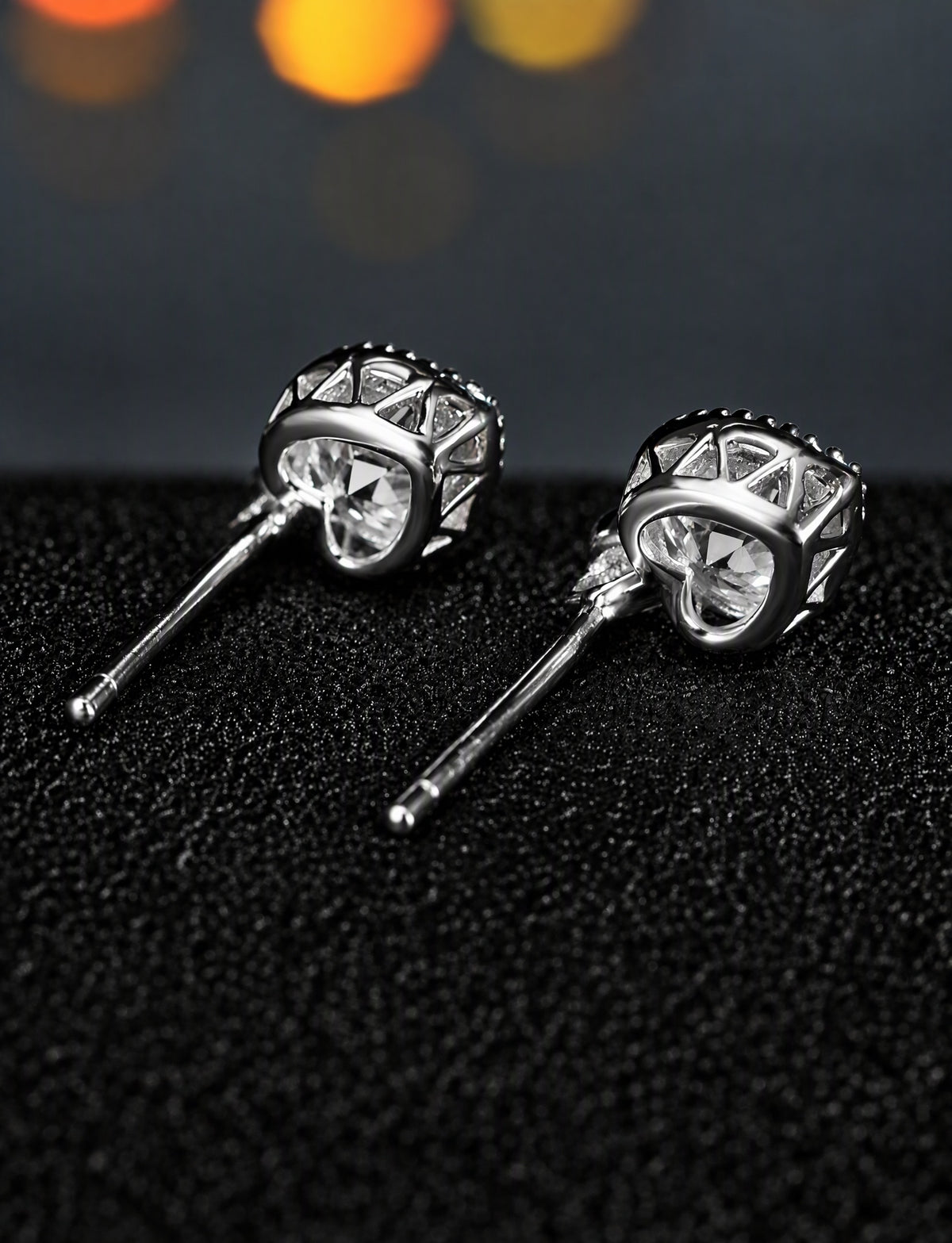 Heart Stud Earrings for Women, Faceted Halo Statement Studs, Everyday Office Wedding Party Jewelry Style