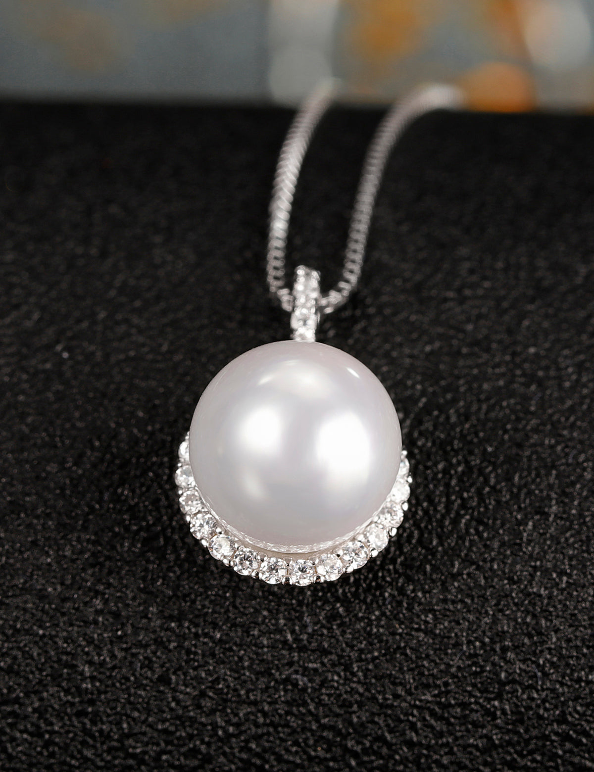 Freshwater Pearl Necklace, 925 Sterling Silver Pearl Pendant Jewelry with Silver Chain, Round Pearl Necklace for Women