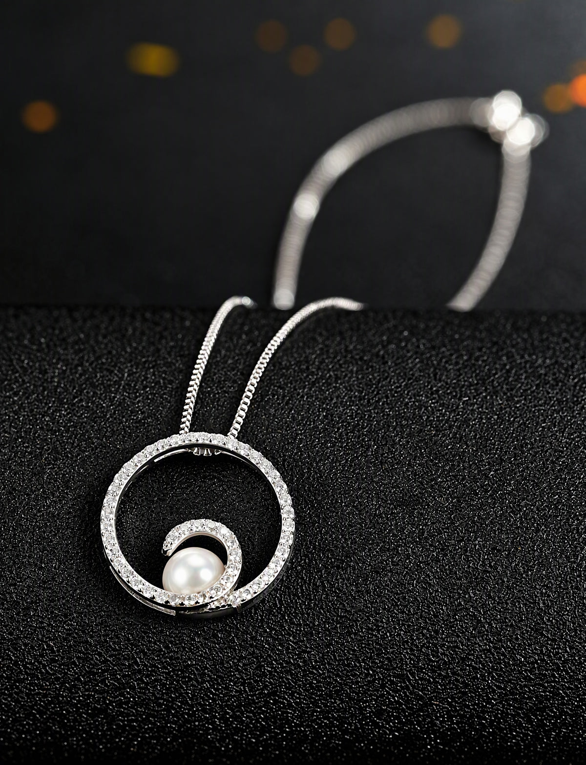 Freshwater Pearl Necklace, 925 Sterling Silver Round Pearl Pendant Jewelry with Silver Chain, Modern Pearl Necklace for Women
