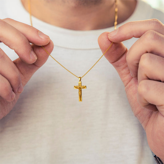 Cross Necklace for Men Women, Stainless Steel Crucifix Cross with Curb Chain Wheat Chain, Religious Faith Jewelry, Gift for Family
