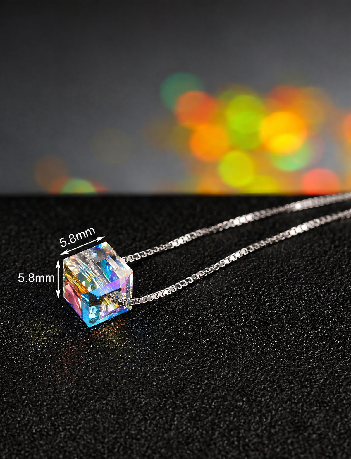 925 Sterling Silver Square Pendant Necklace, Minimalist Geometric Silver Chain Jewelry with Faceted Design for Women