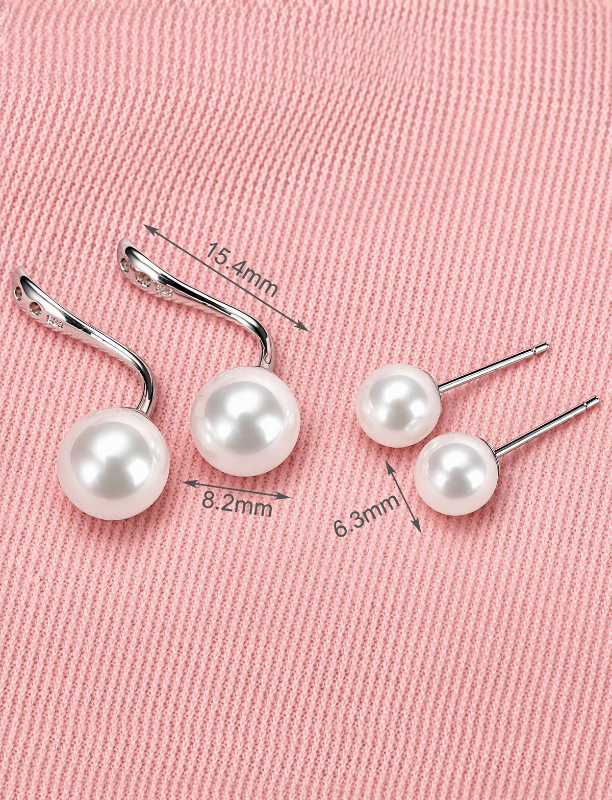 Double Pearl Ear Jacket Earrings for Women, Front Back Statement Studs, Everyday Office Wedding Party Jewelry