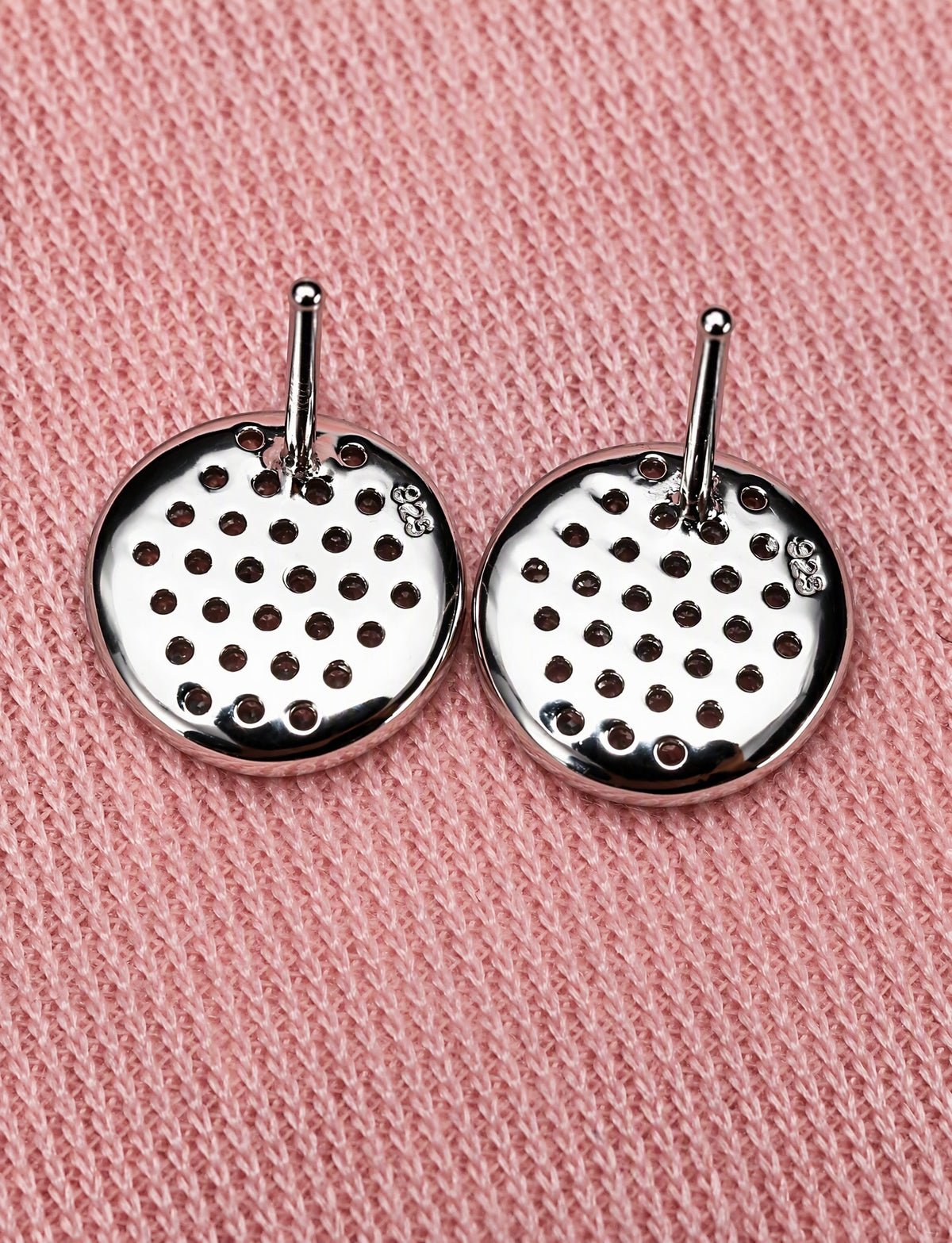 Round Stud Earrings for Women, Pavé Style Geometric Disc Statement Studs, Everyday Office Party Jewelry