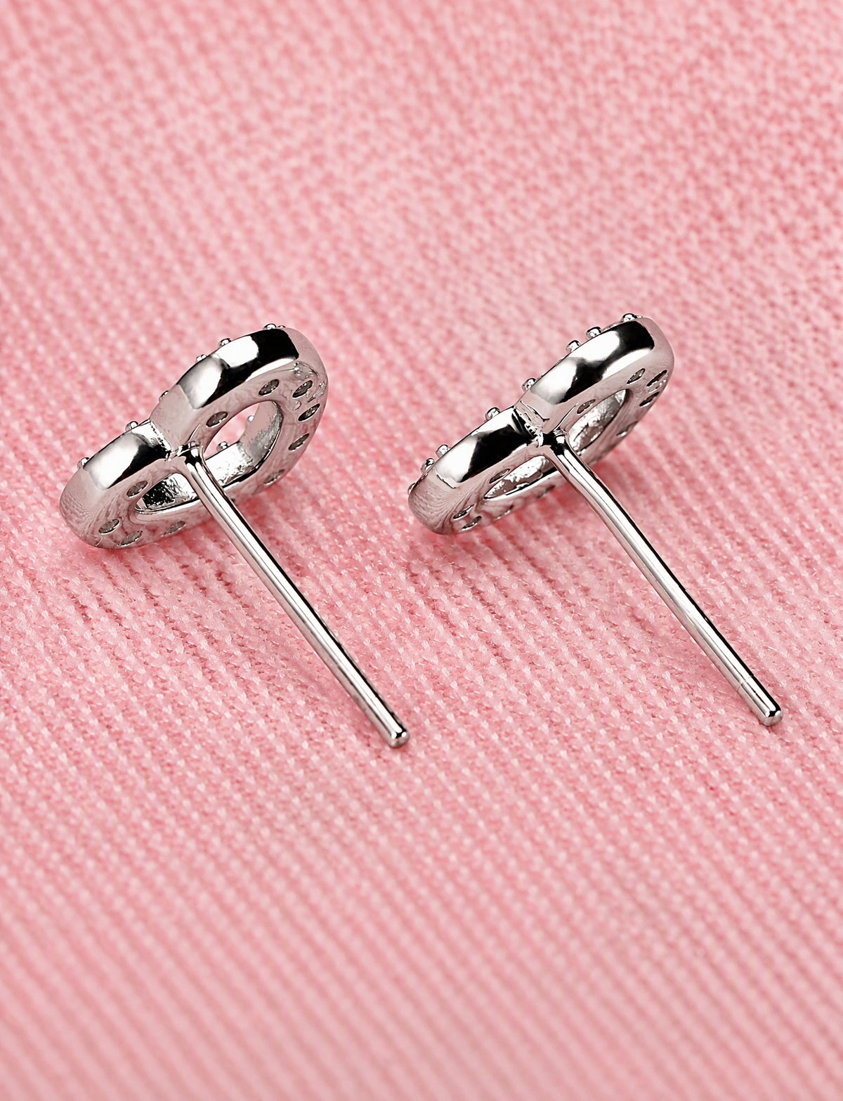 Open Heart Stud Earrings for Women, Geometric Pavé Style Statement Studs, Everyday Office Party Jewelry