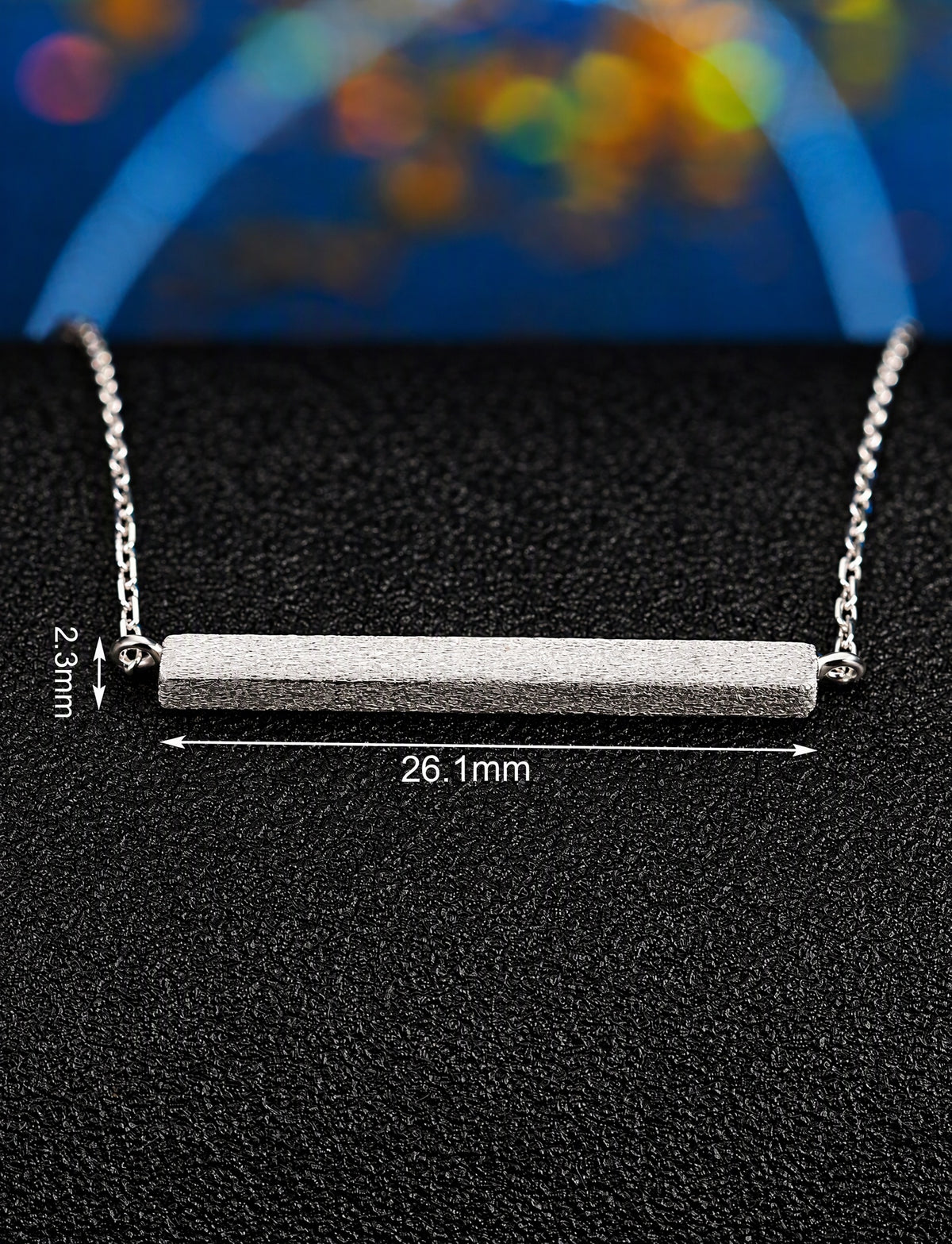 Horizontal Bar Necklace for Women, Textured Straight Line Pendant with Fine Chain, Minimalist Jewelry for Everyday Style