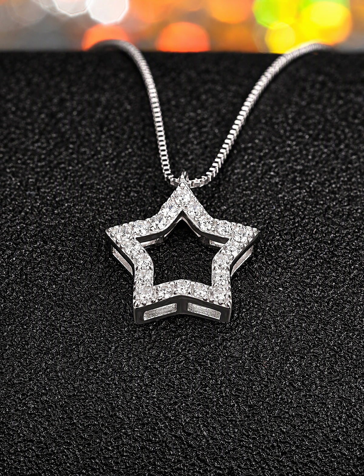 Star Pendant Necklace for Women, Open Five Point Star Design with Faceted Accents, Minimalist Celestial Jewelry