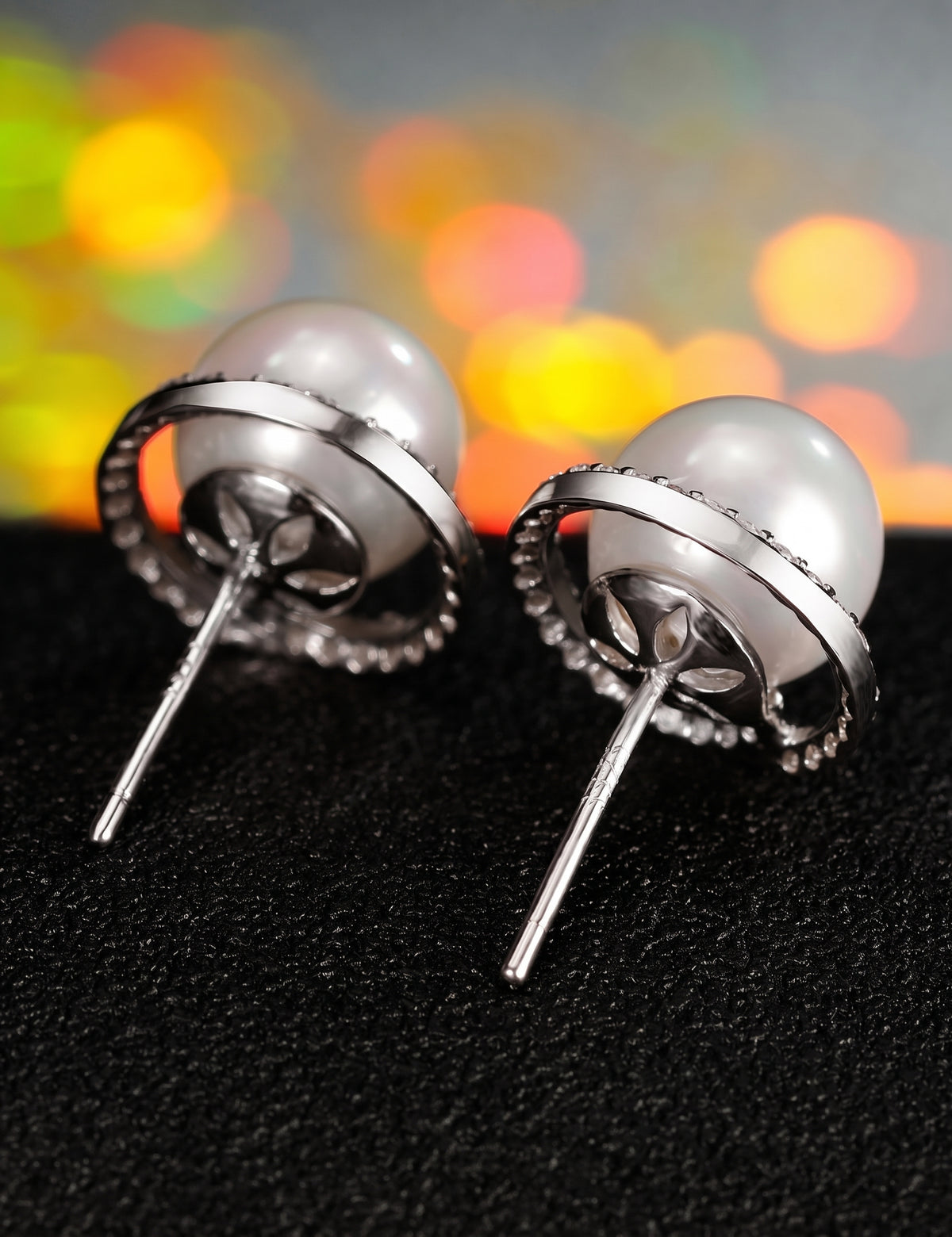 Pearl Jewelry Set for Women, Round Freshwater Pearl Pendant Necklace and Matching Halo Stud Earrings, Daily Wear
