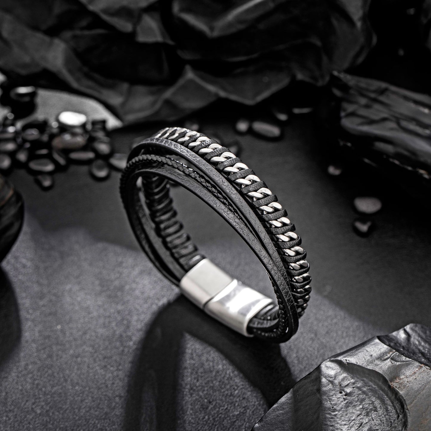 Leather and Steel Bracelet B00768