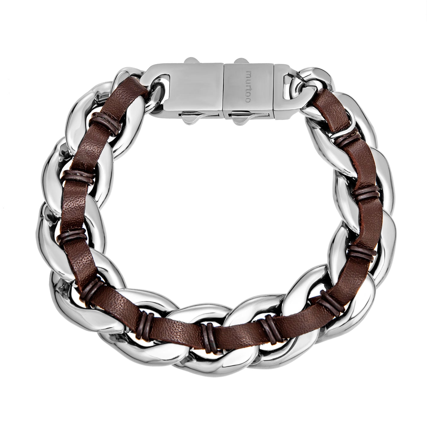 Cuban Link Bracelet For Men with Leather B00822