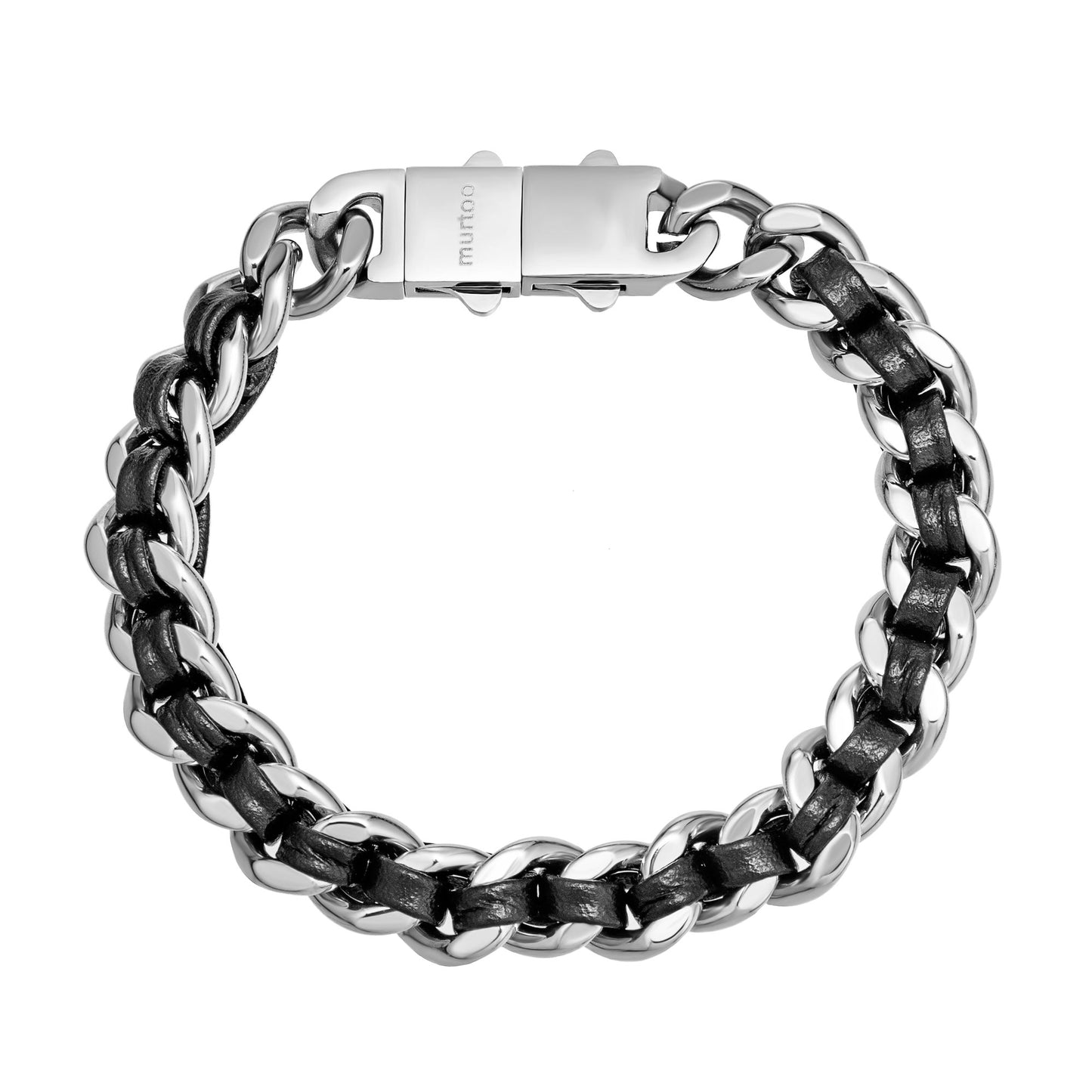 Cuban Link Bracelet For Men with Leather B00813