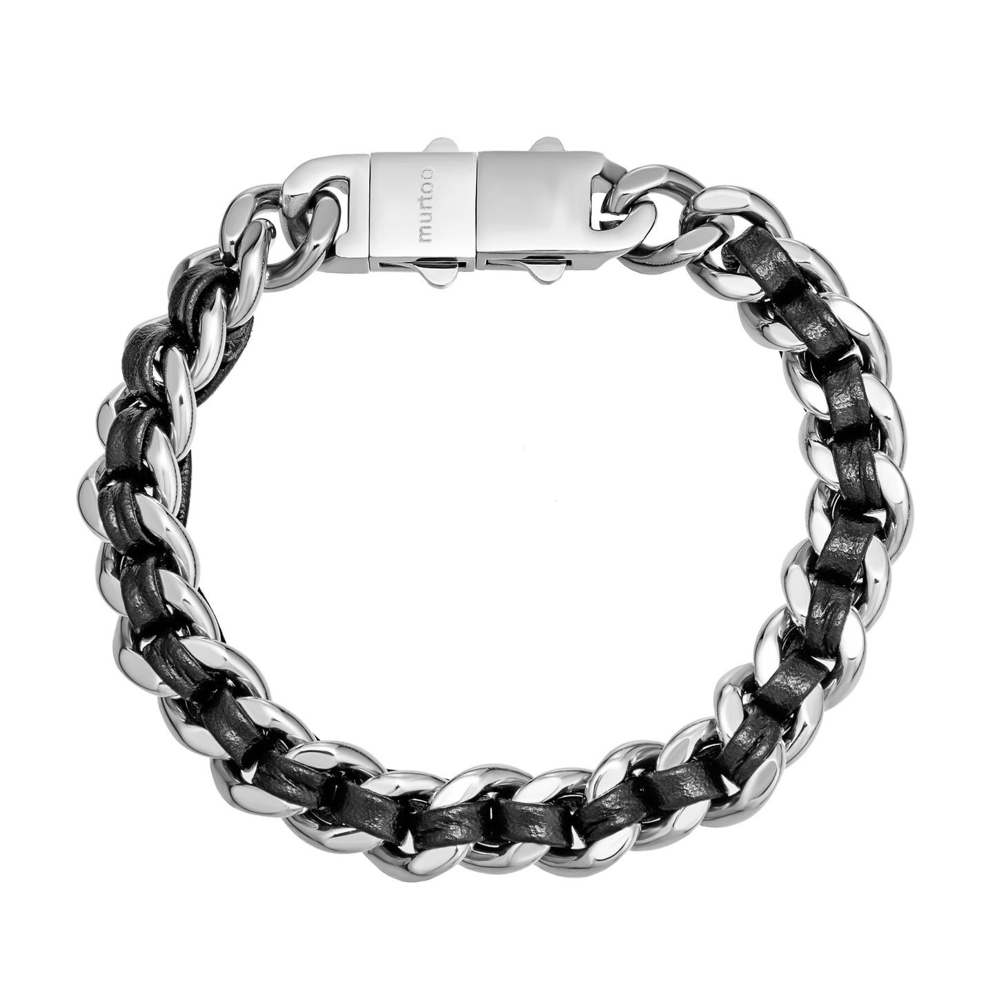 Cuban Link Bracelet For Men with Leather B00813