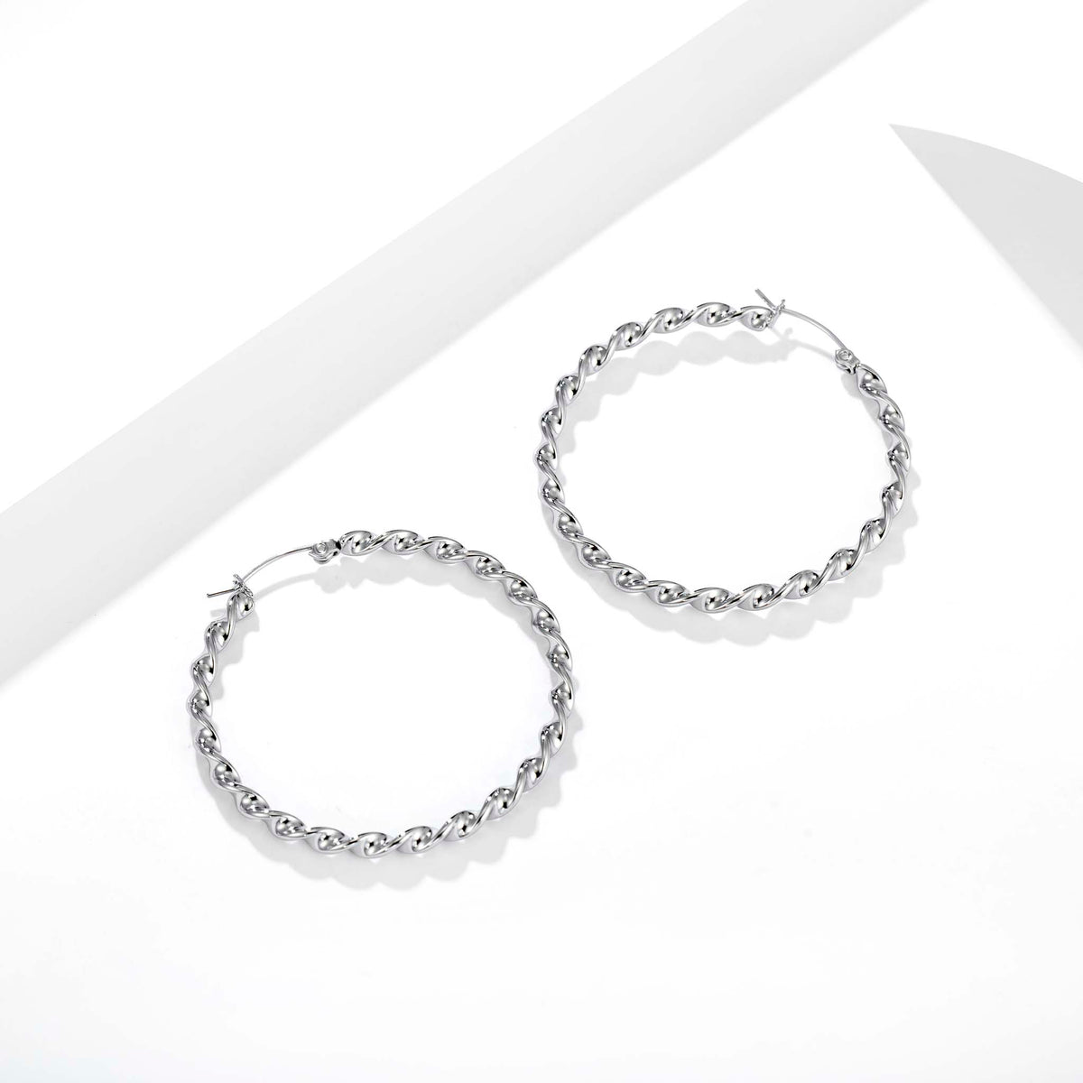 Stainless Steel Twisted Hoop Earrings for Women, Spiral Geometric Round Earrings with Modern Minimalist Design, Large Circle Fashion Jewelry