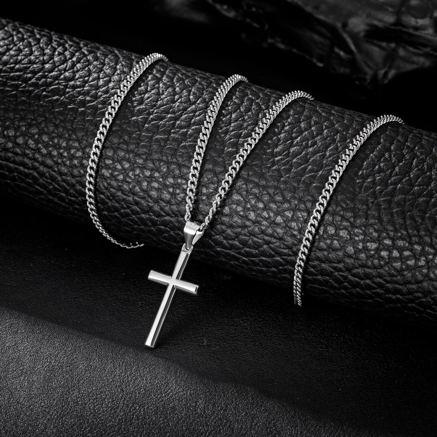 925 Sterling Silver Cross Necklace Curb Chain N01817