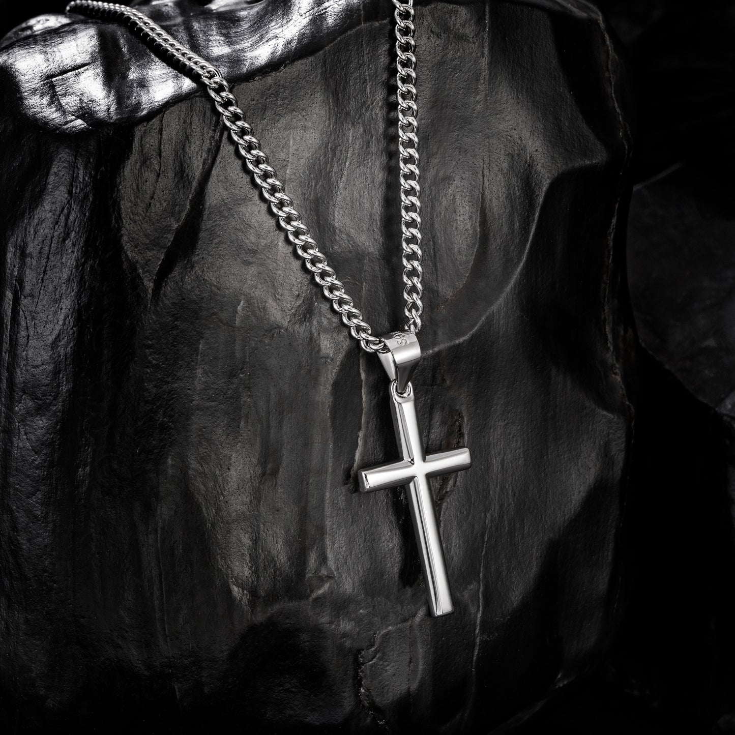 925 Sterling Silver Cross Necklace Curb Chain N01817
