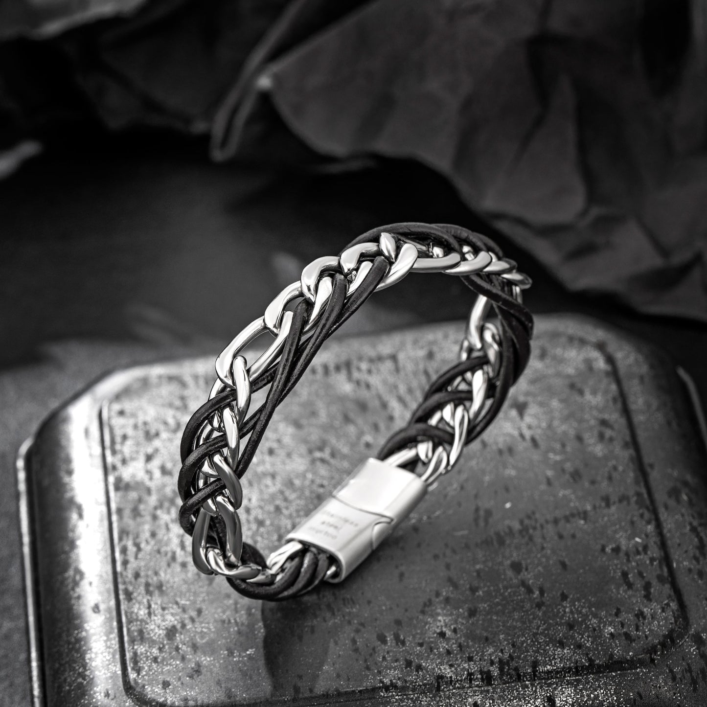 Leather and Steel Bracelet B00631