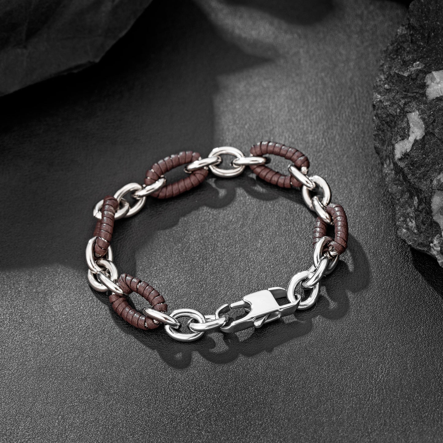 Leather and Steel Bracelet B00619