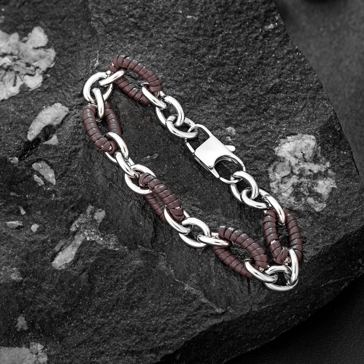 Leather and Steel Bracelet B00619