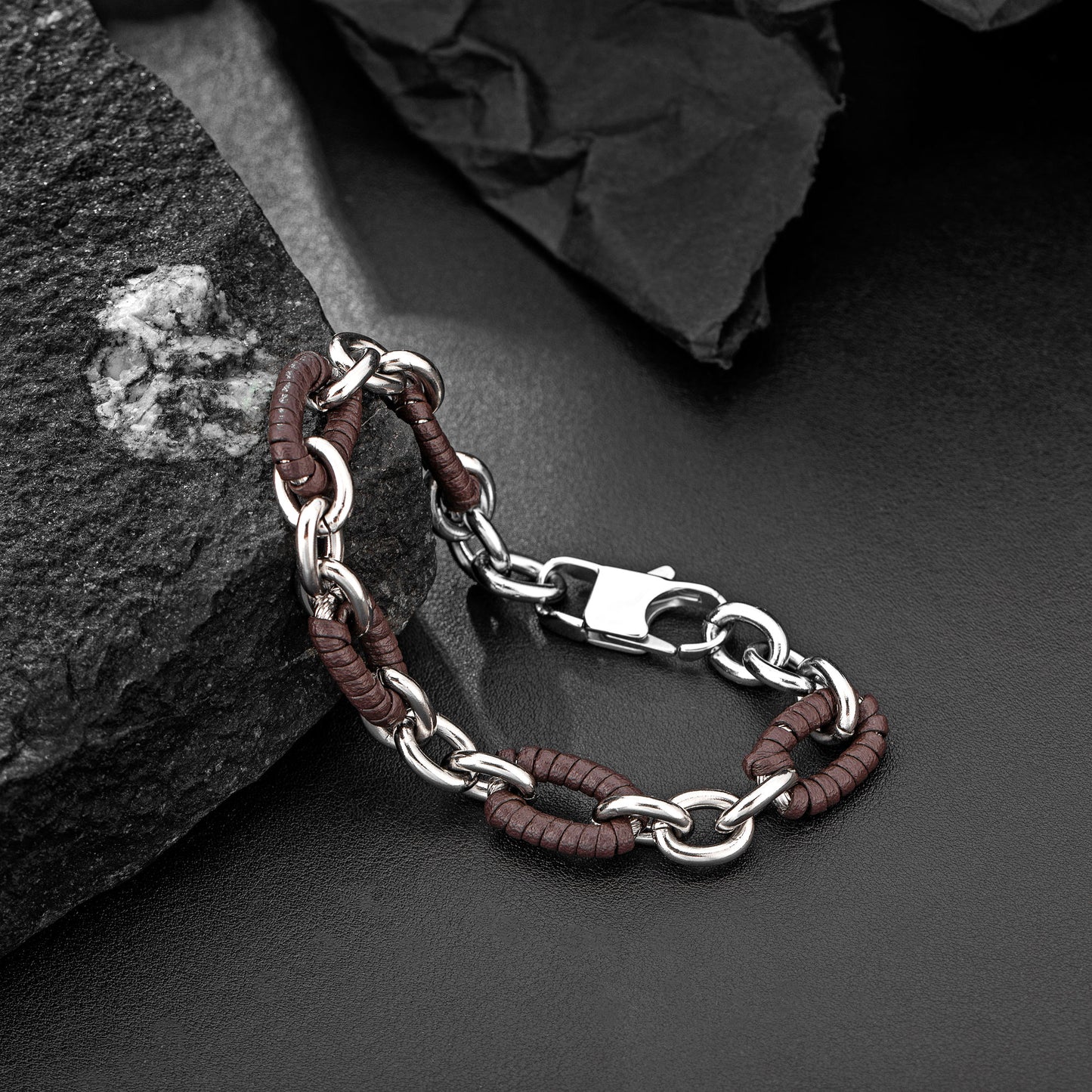 Leather and Steel Bracelet B00619