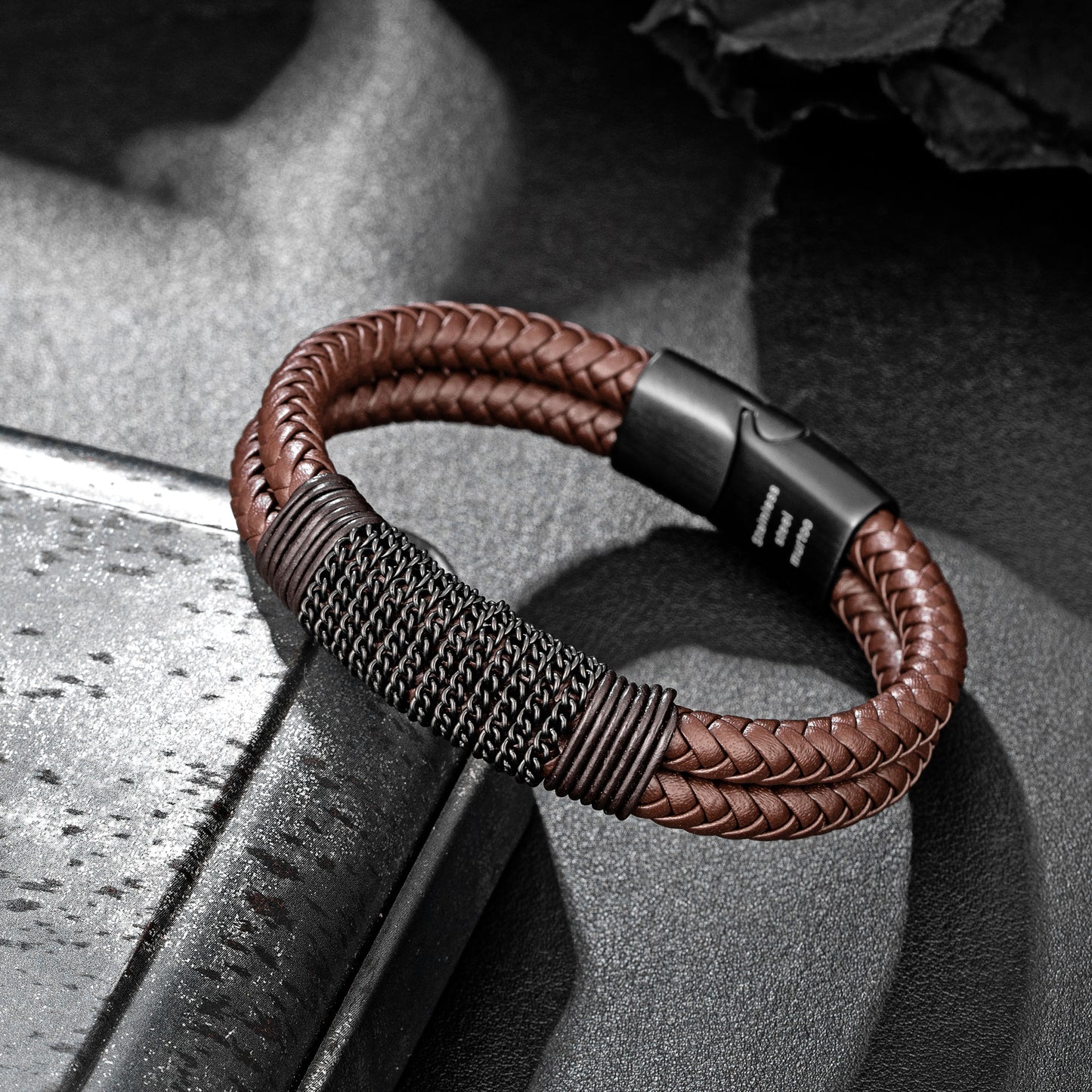 Leather And steel Bracelet B00559