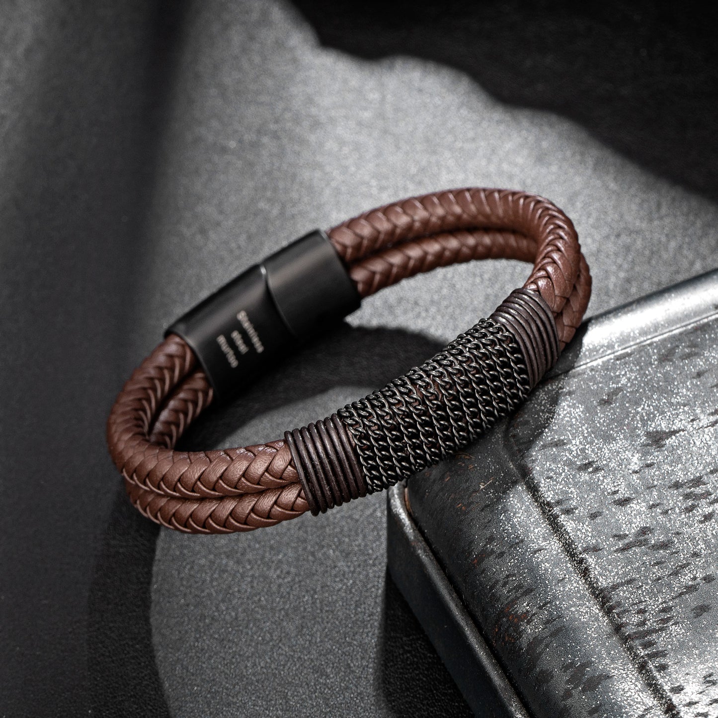 Leather And steel Bracelet B00559