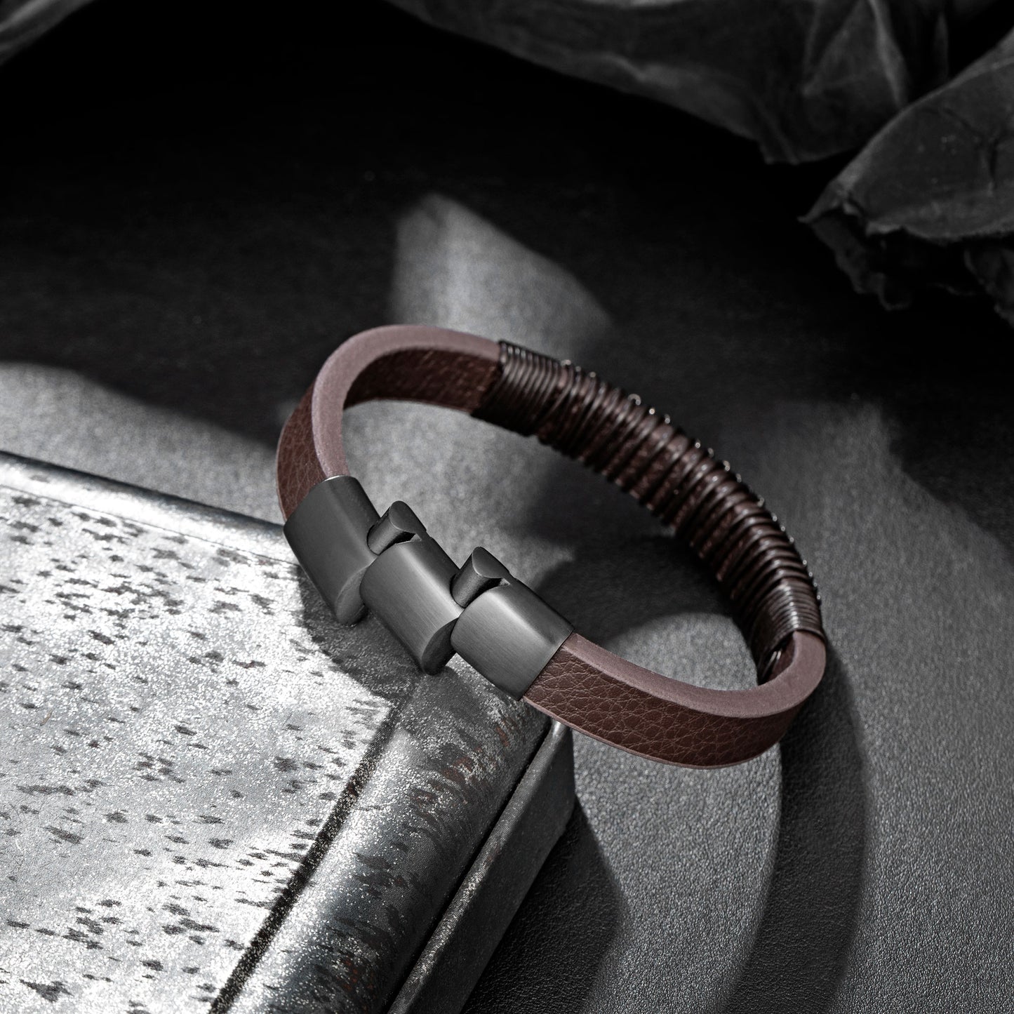 Leather And steel Bracelet B00654