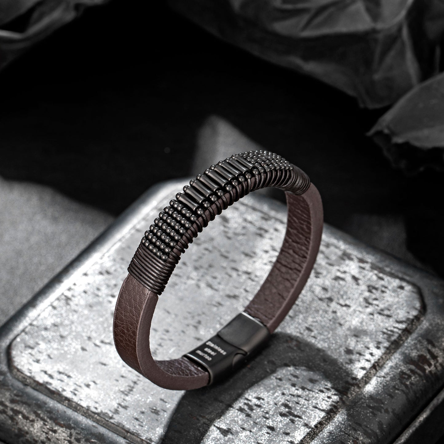 Leather And steel Bracelet B00654