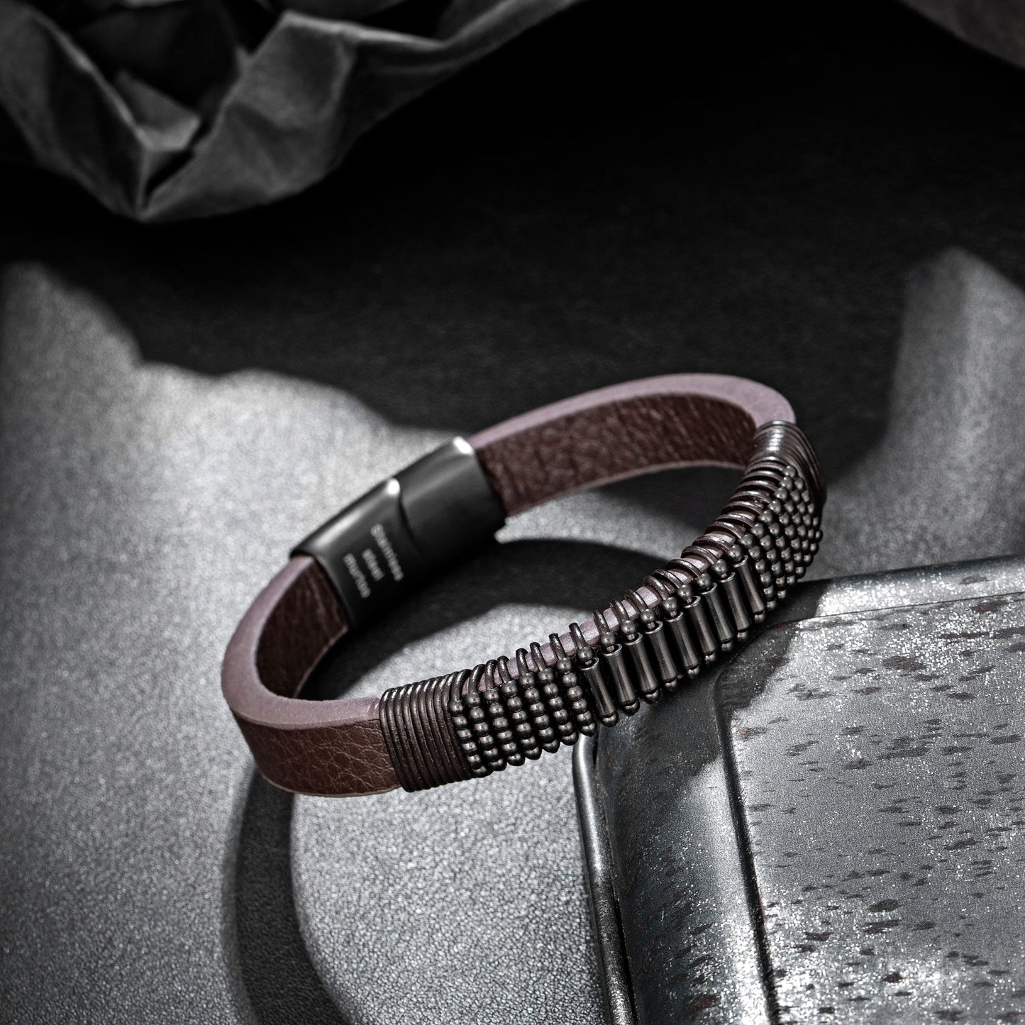 Leather And steel Bracelet B00654