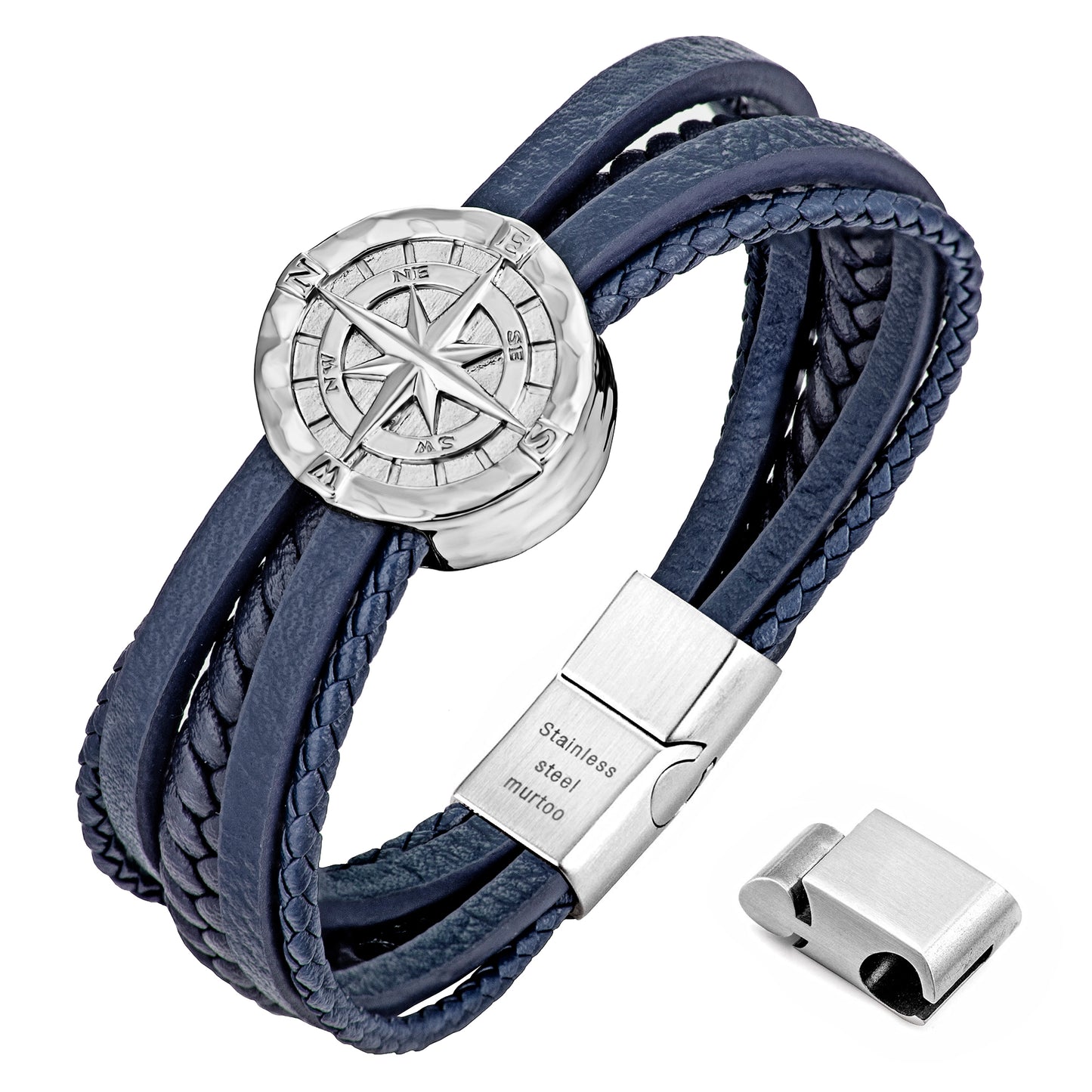 Compass leather bracelet for men B00706