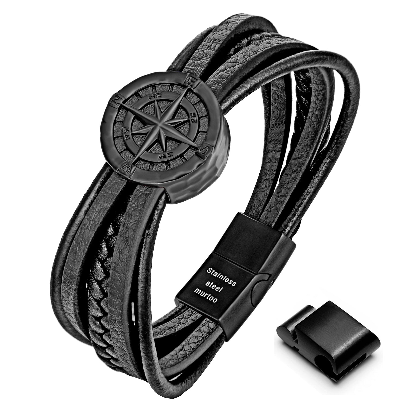Compass leather bracelet for men B00712