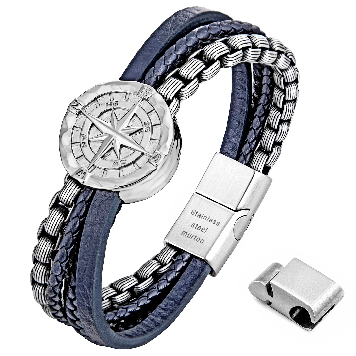 Compass leather bracelet for men B00727