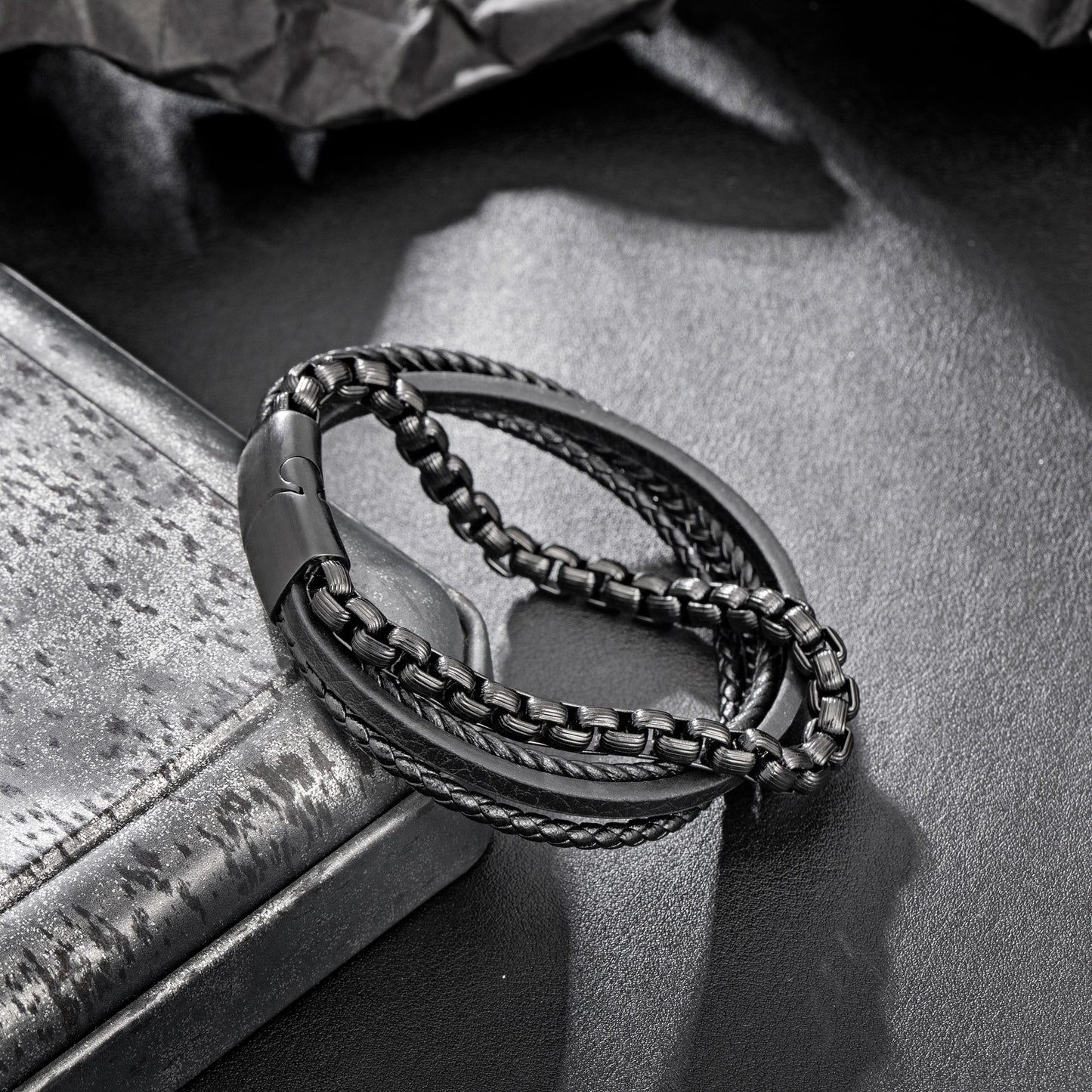 Leather and Steel Bracelet B00753