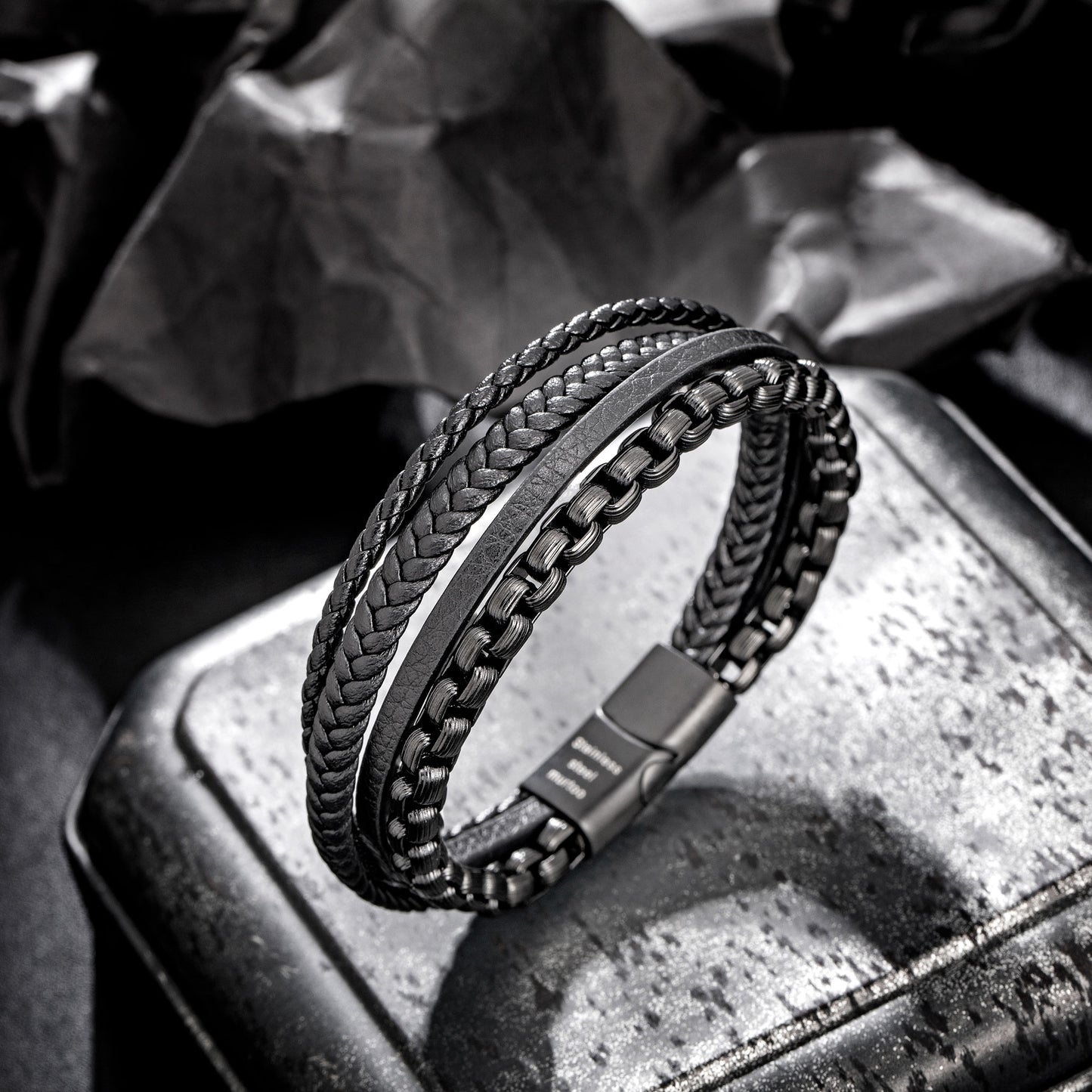 Leather and Steel Bracelet B00753
