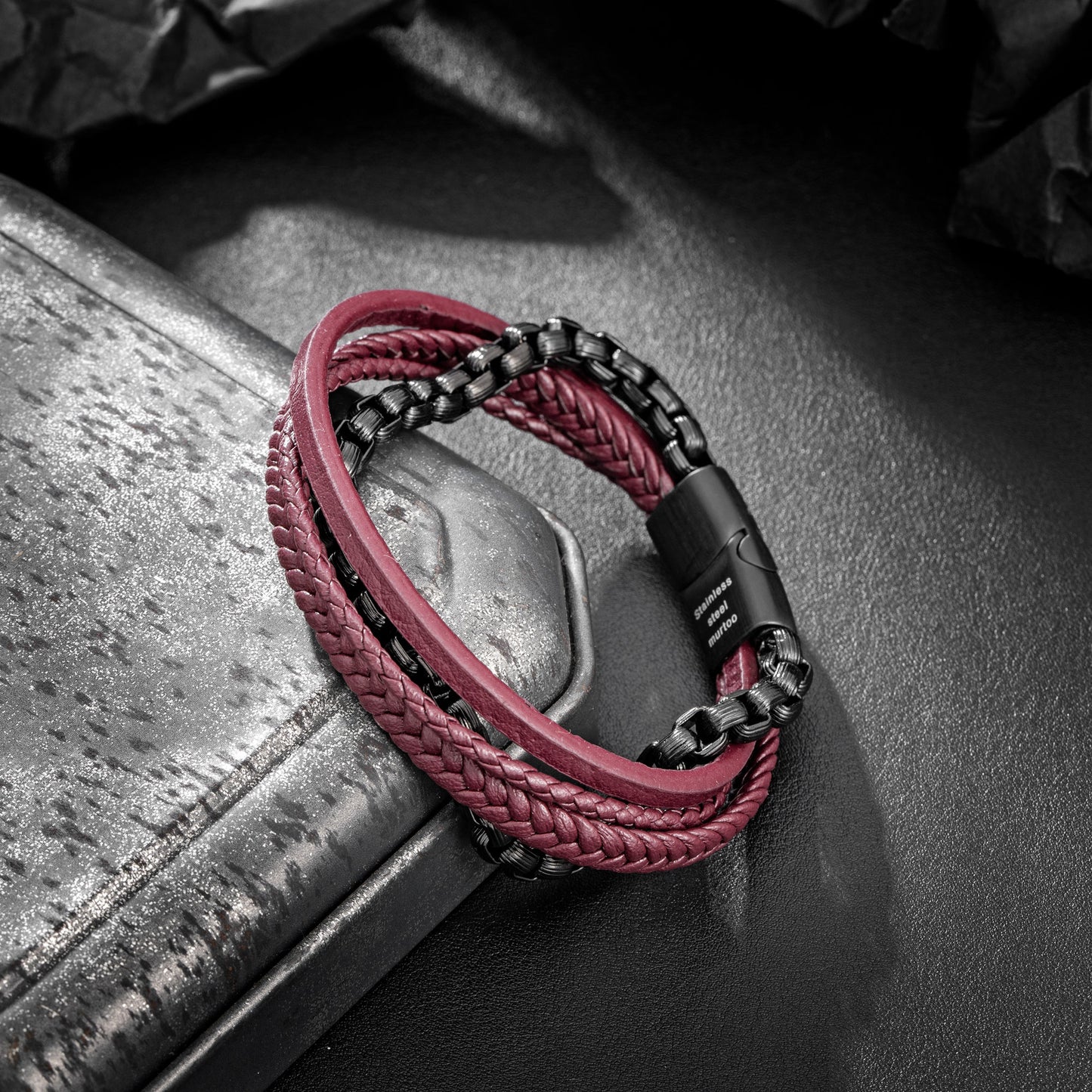 Leather and Steel Bracelet B00762