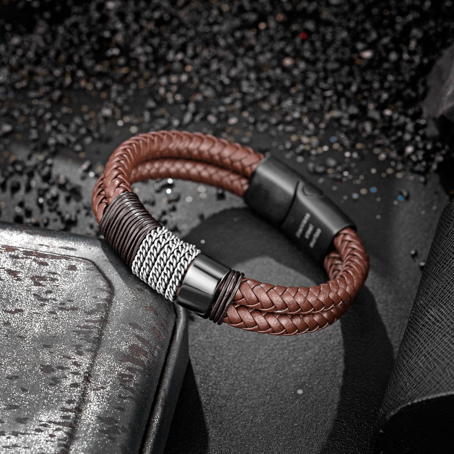 Leather And steel Bracelet B00495